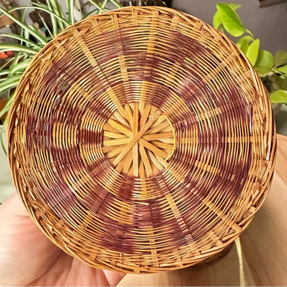 Vintage Pier 1 Imports Lidded Woven Basket – Rustic Boho Storage Decor